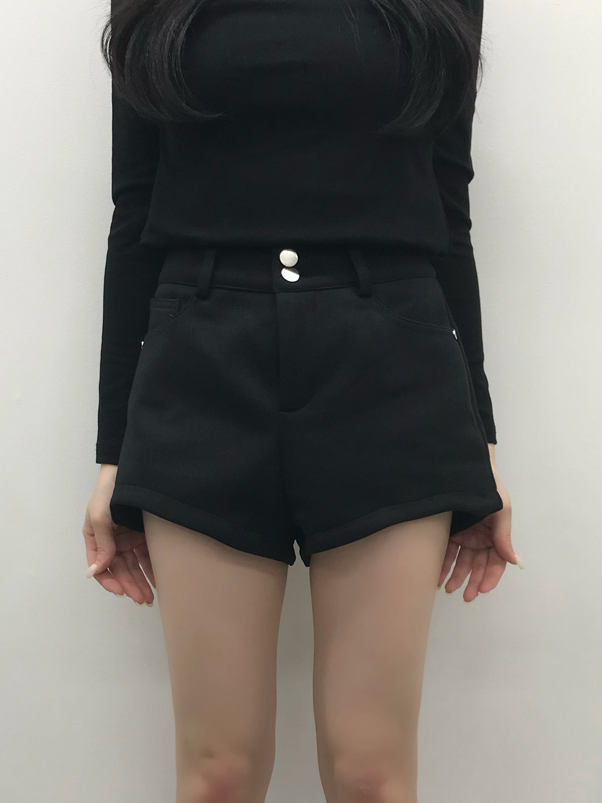 하이웨스트 더블 버튼 숏팬츠