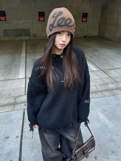 フリンジデザインオーバーニット