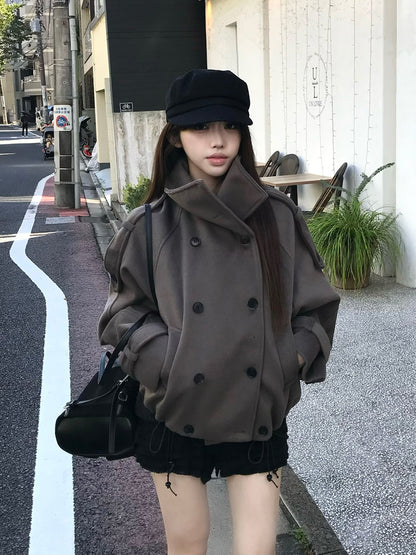 スタンドカラーダブルボタンコート