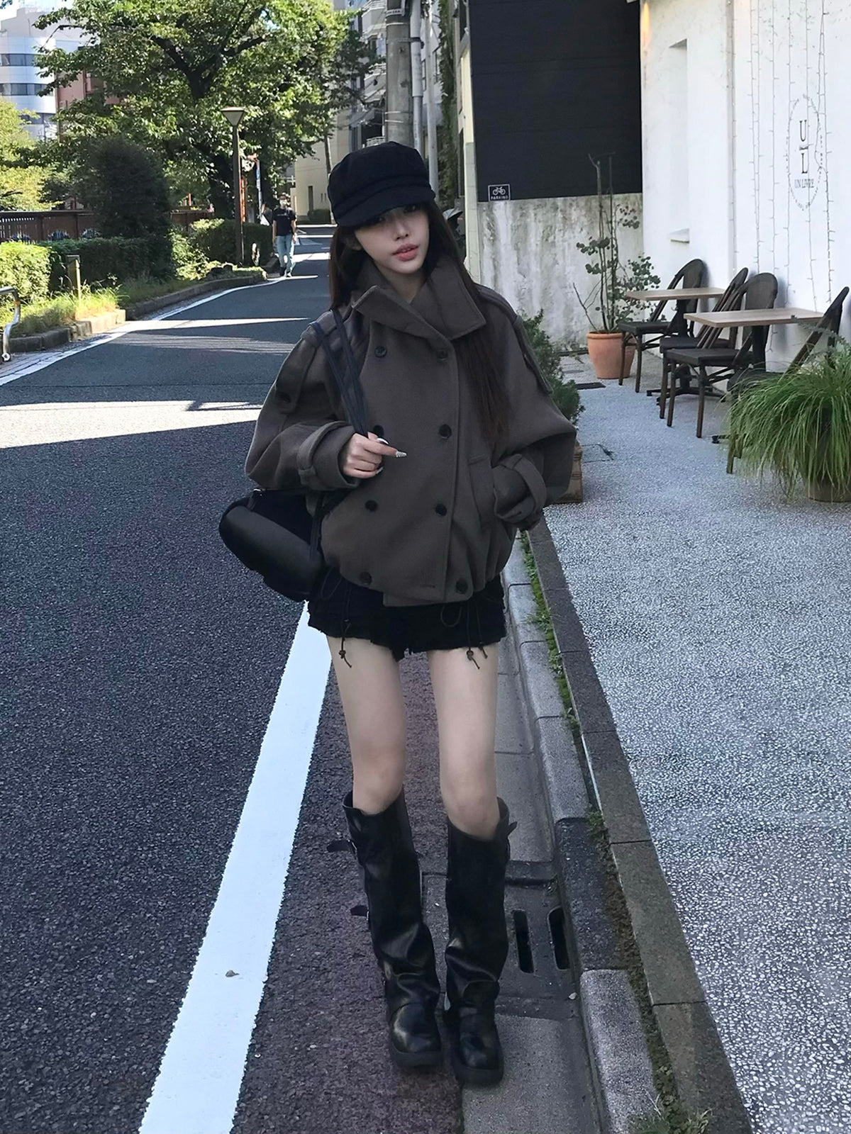 スタンドカラーダブルボタンコート