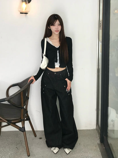 ナポレオンボタンワイドデニムパンツ