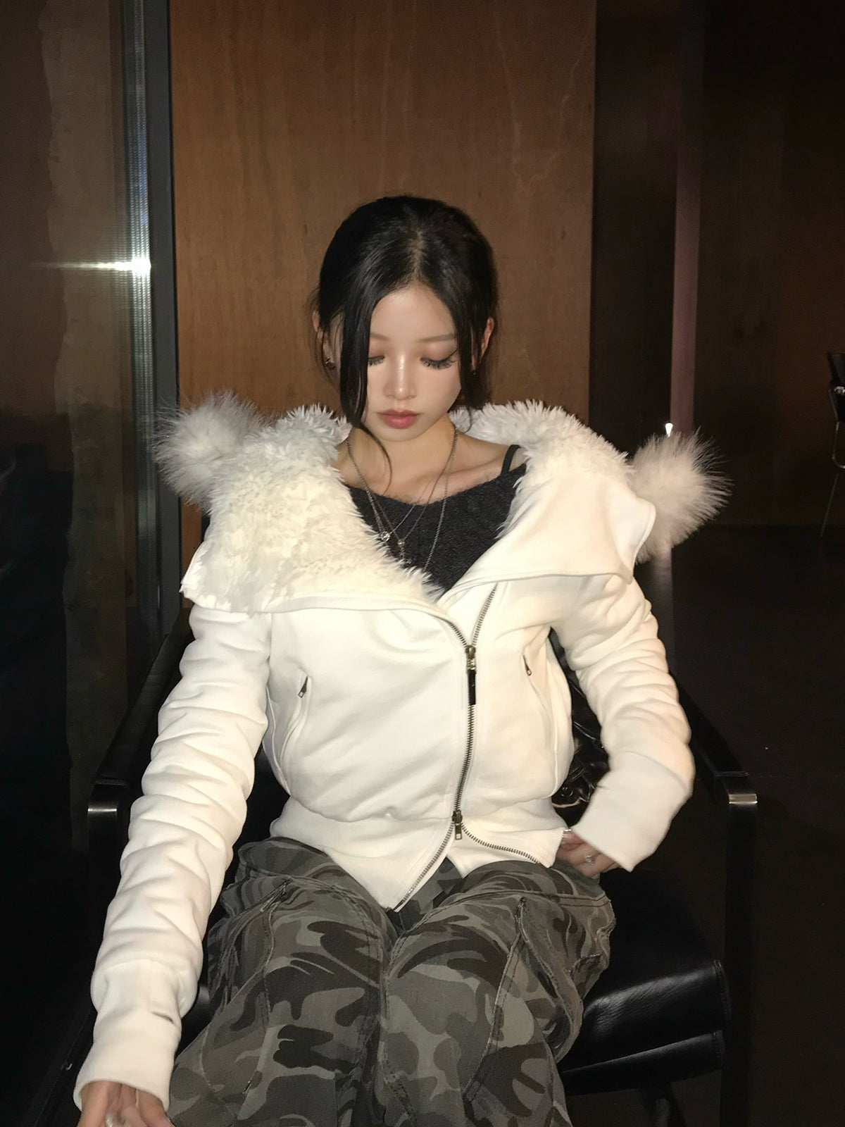 ファータッチフーディーライダースジャケット