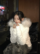 ファータッチフーディーライダースジャケット - ホワイト