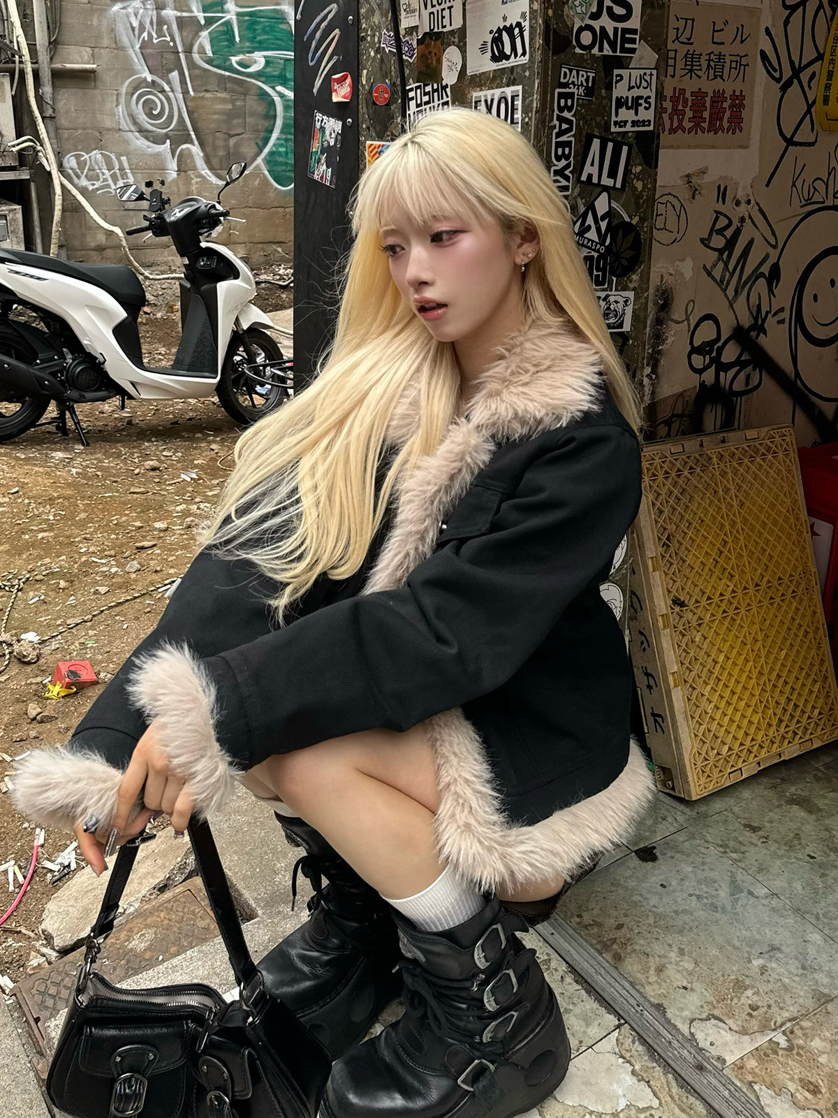 TRIFLE ファータッチデニムジャケット TRIFLE ファータッチデニムジャケット