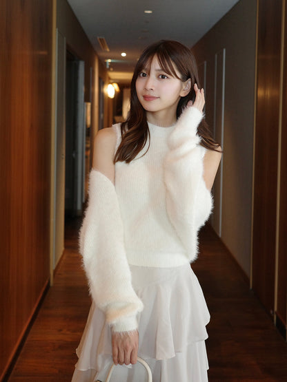 シャギーニットボレロセット