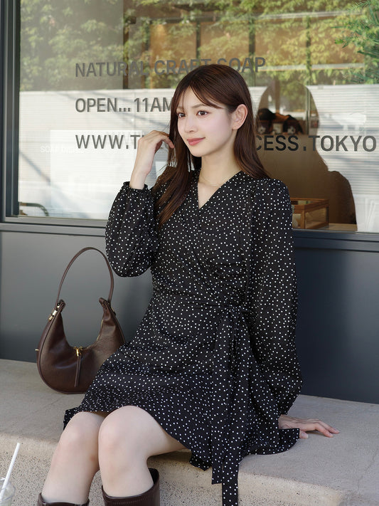 ウエストタイドットミニワンピース