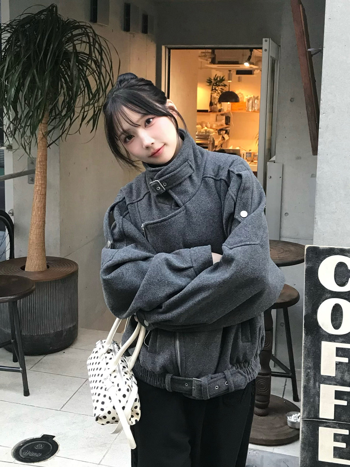 オーバーサイズライダースコート