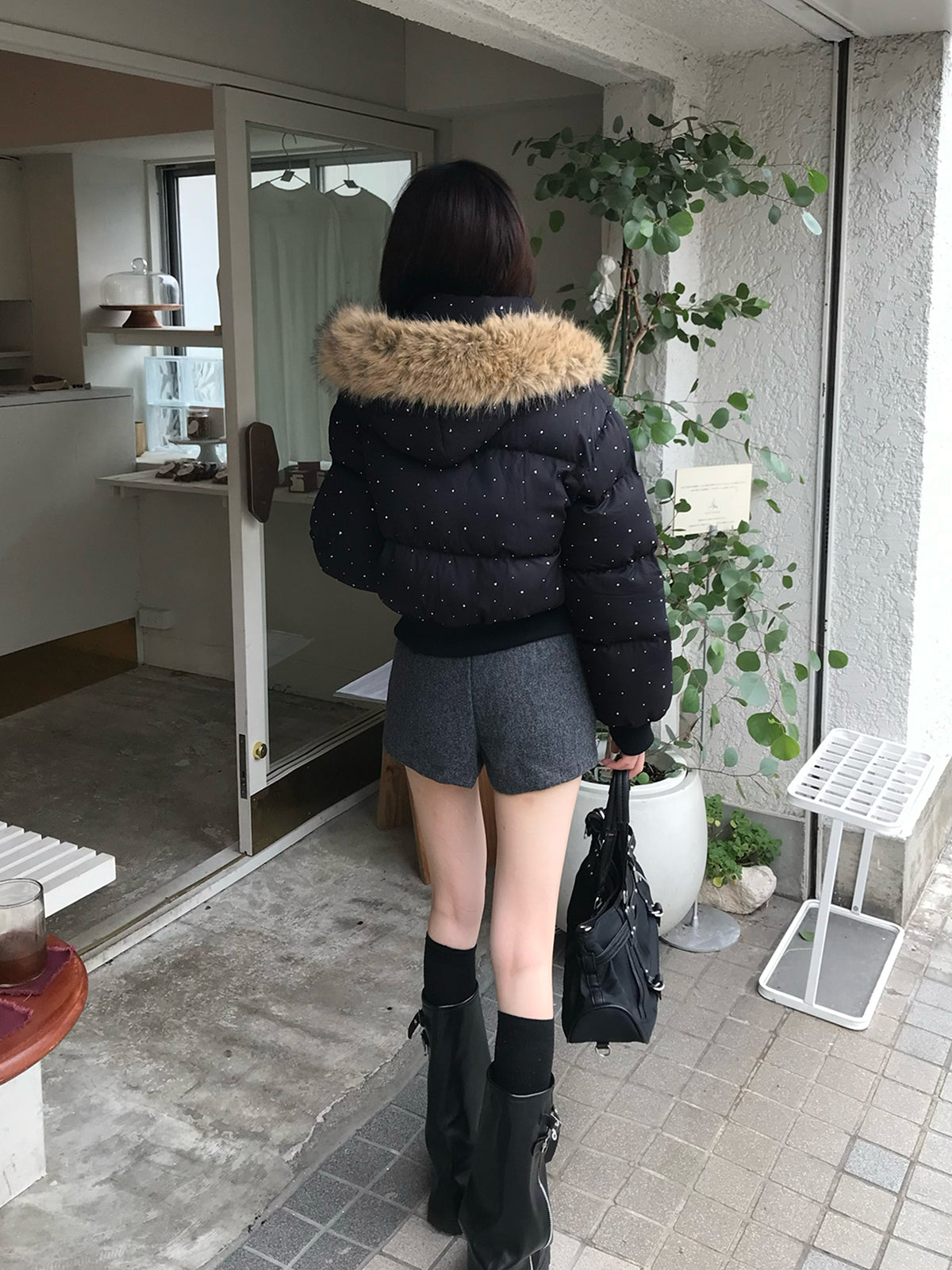 ウールライクボタンデザインショートパンツ