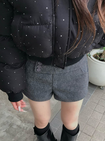 ウールライクボタンデザインショートパンツ