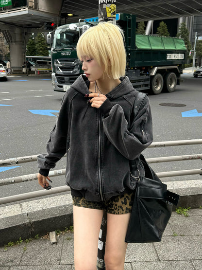 ウォッシュジップデザインブルゾン