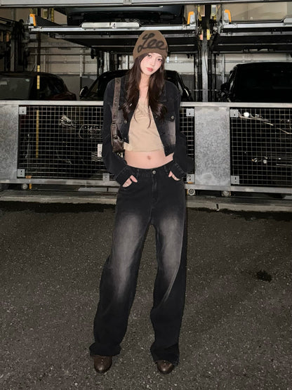 クロップドジャケットデニムセットアップ