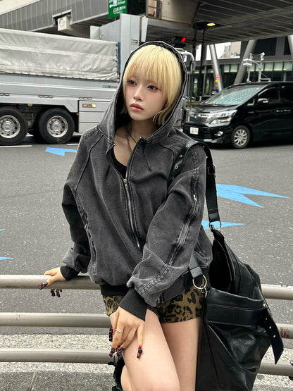 ウォッシュジップデザインブルゾン