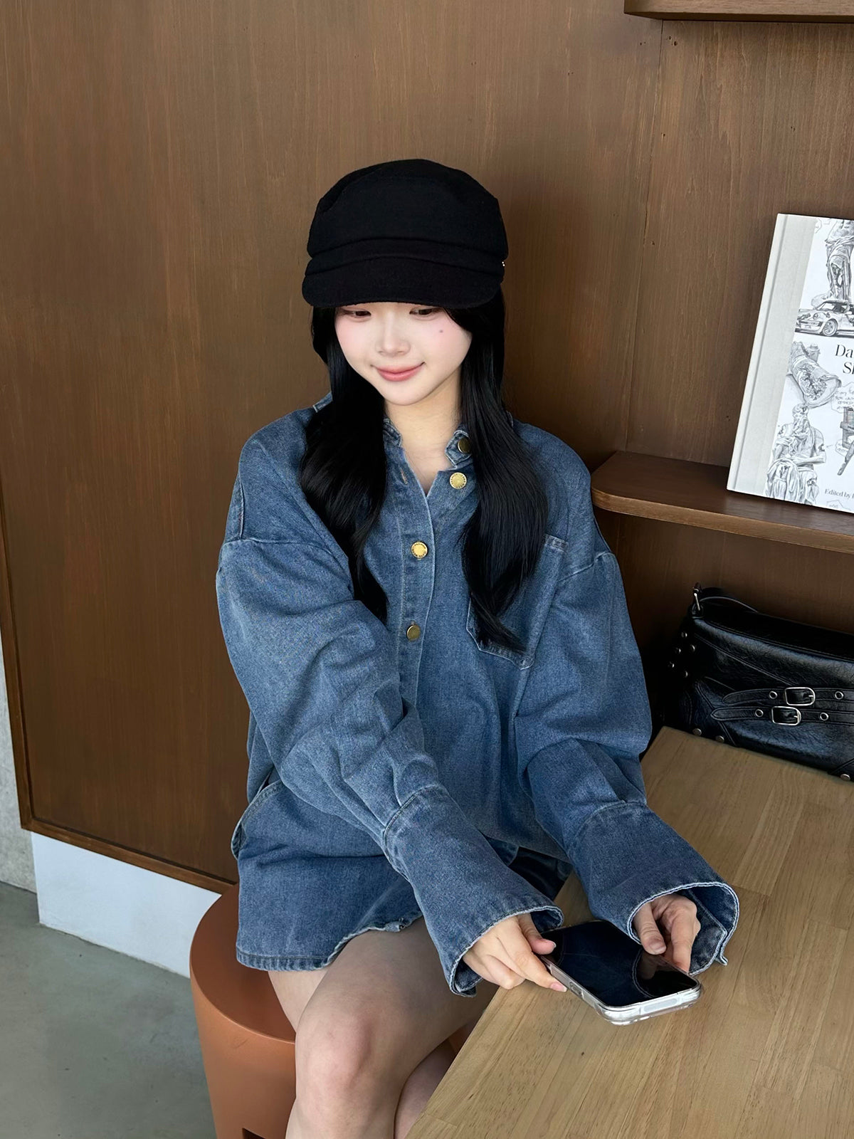 デニムラップショートパンツセットアップ