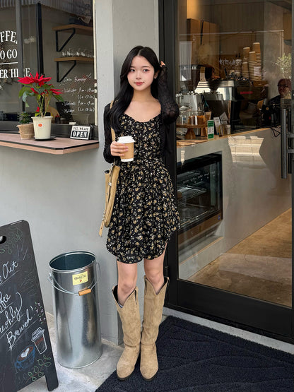 アンバランスヘムフラワーミニワンピース