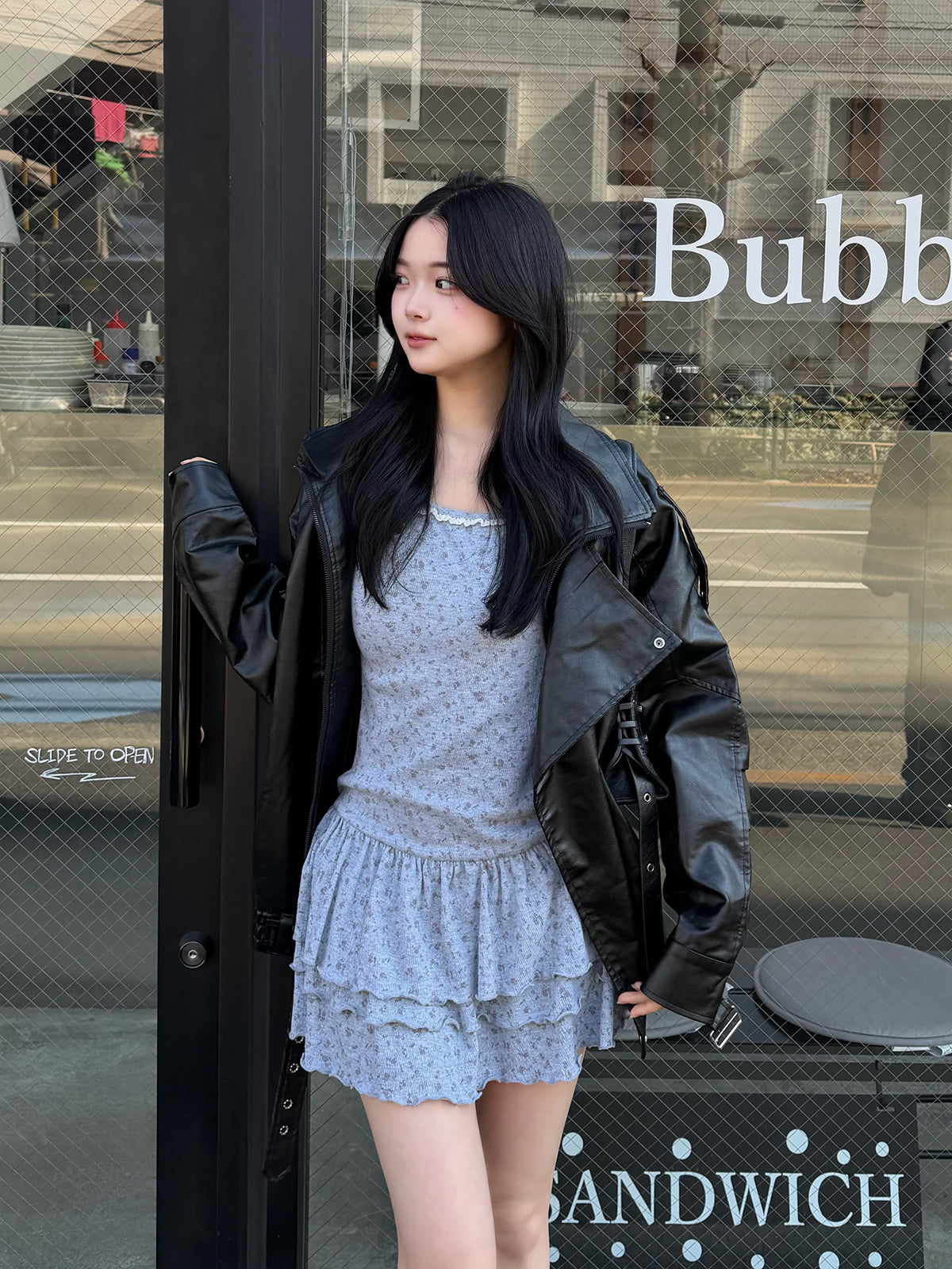 ショルダーリボンティアードキャミワンピース