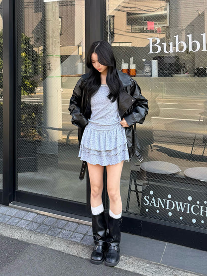 ショルダーリボンティアードキャミワンピース