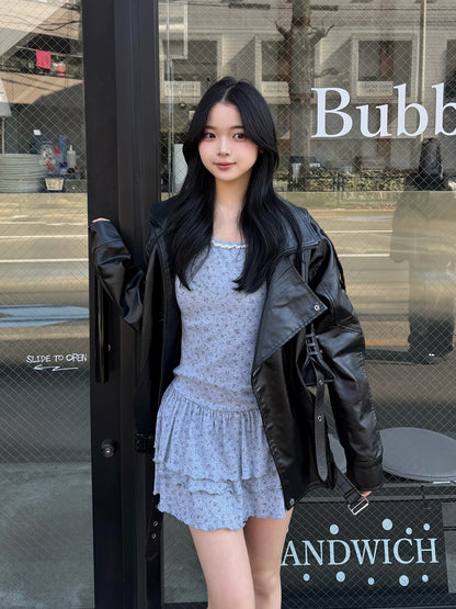 ショルダーリボンティアードキャミワンピース