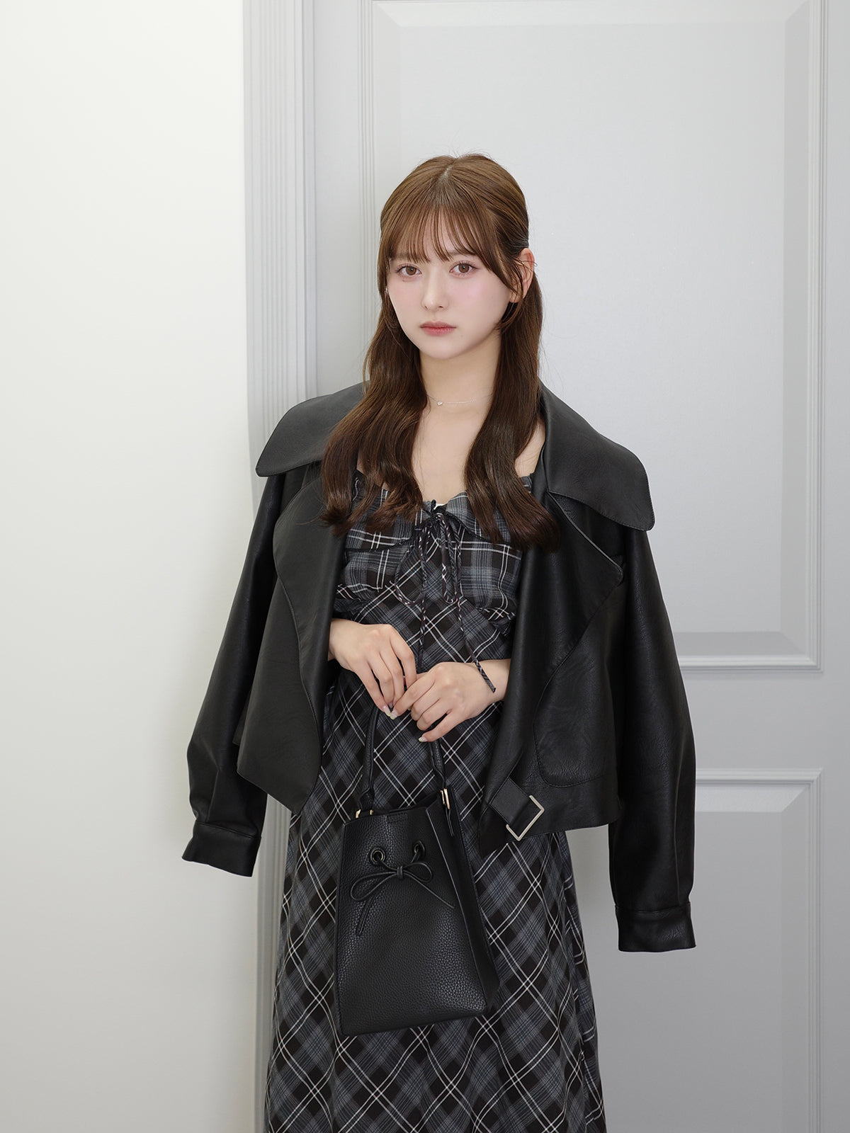 レザータッチビッグカラージャケット