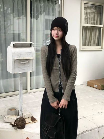 チェックラインローゲージニット