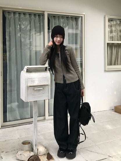 チェックラインローゲージニット