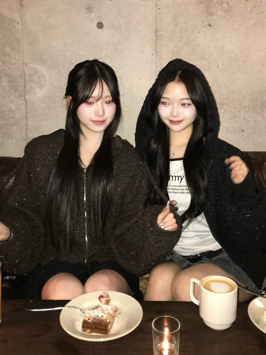 グリッターツイードダブルジップブルゾン