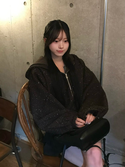 グリッターツイードダブルジップブルゾン