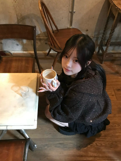 グリッターツイードダブルジップブルゾン