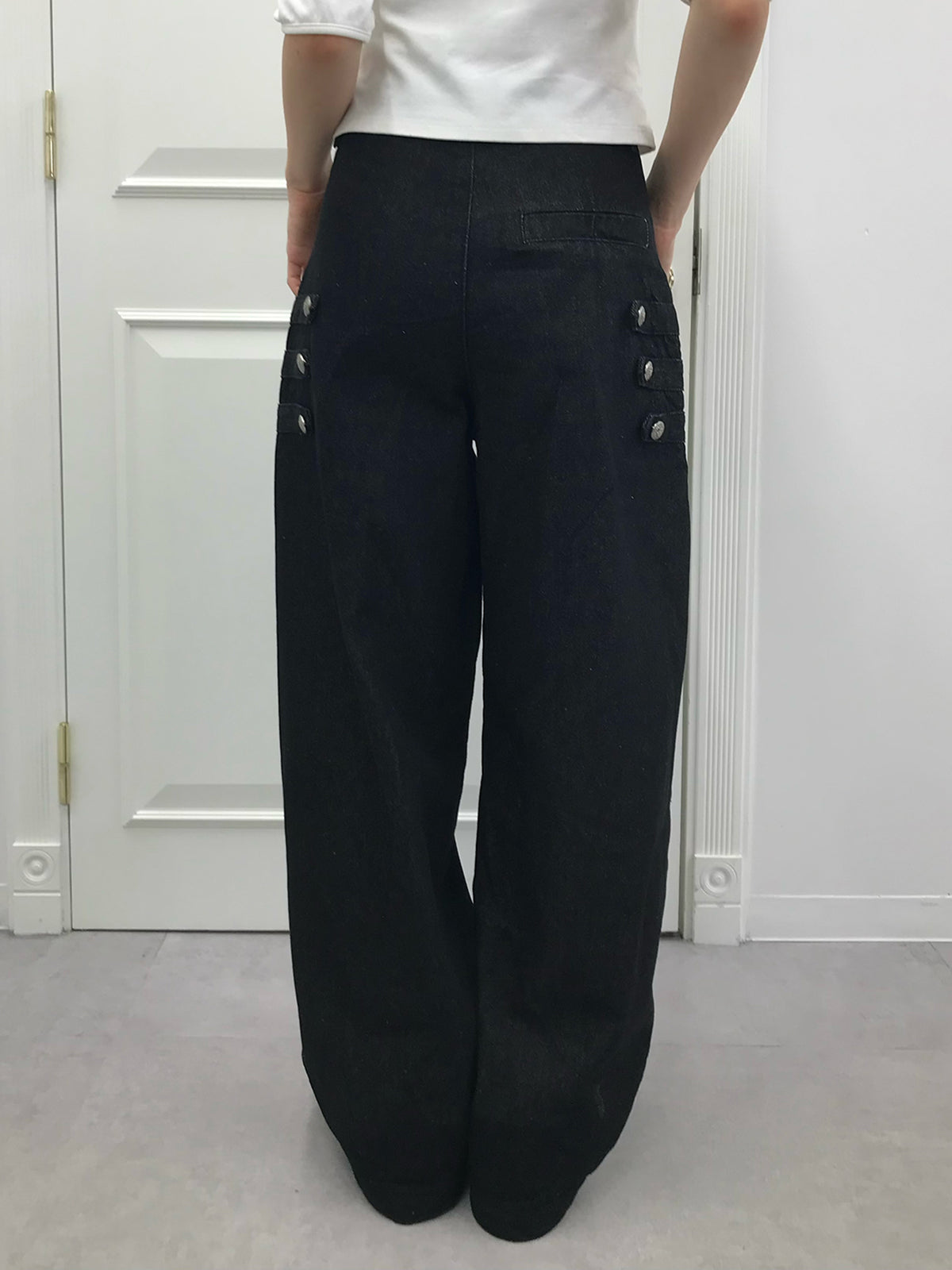 ナポレオンボタンワイドデニムパンツ