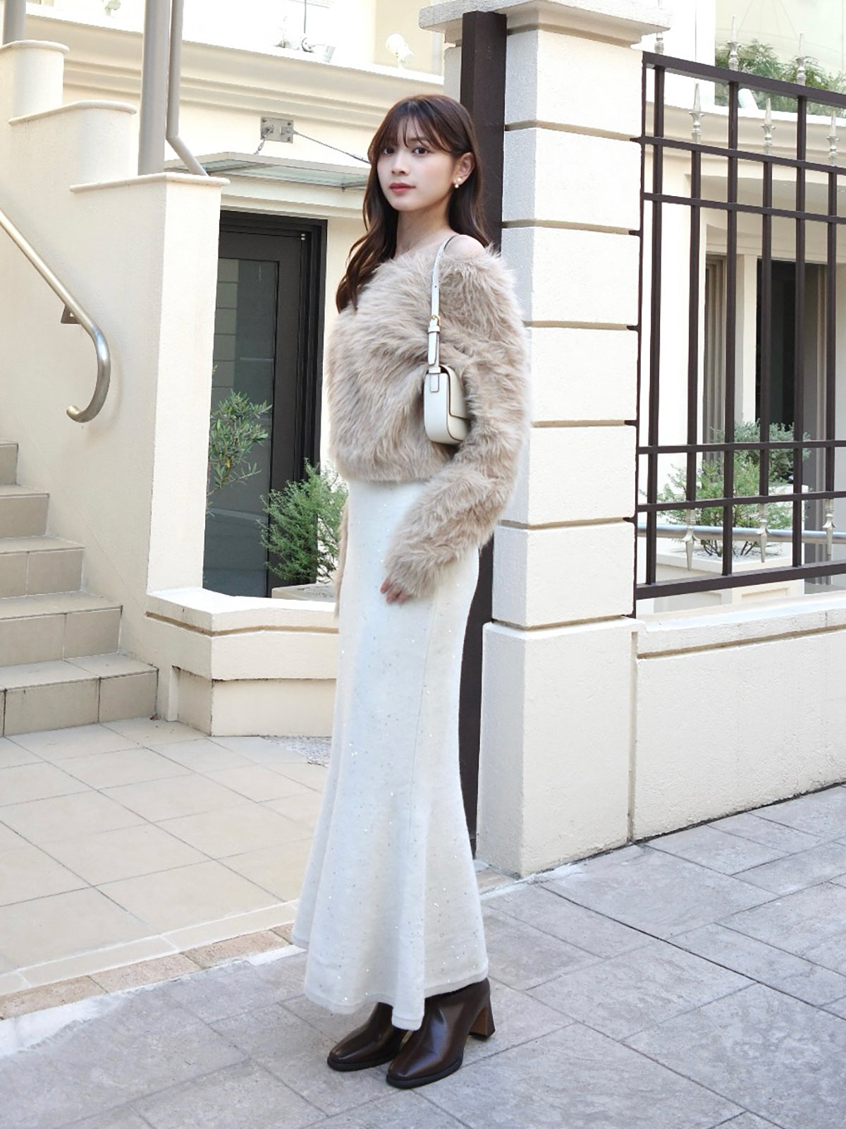 ラメスパンコールマーメイドニットスカート