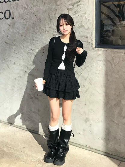 カットアウトレイヤードドットカットソー