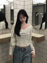 フラワーレースカットソー - ホワイト