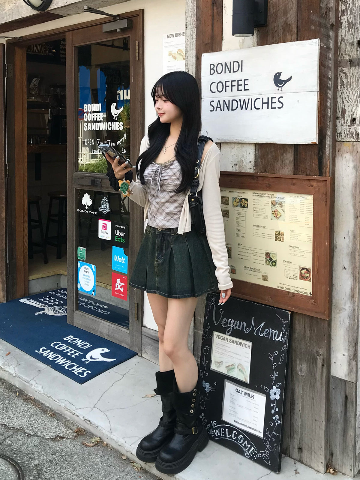 ベルトセットプリーツデニムミニスカート