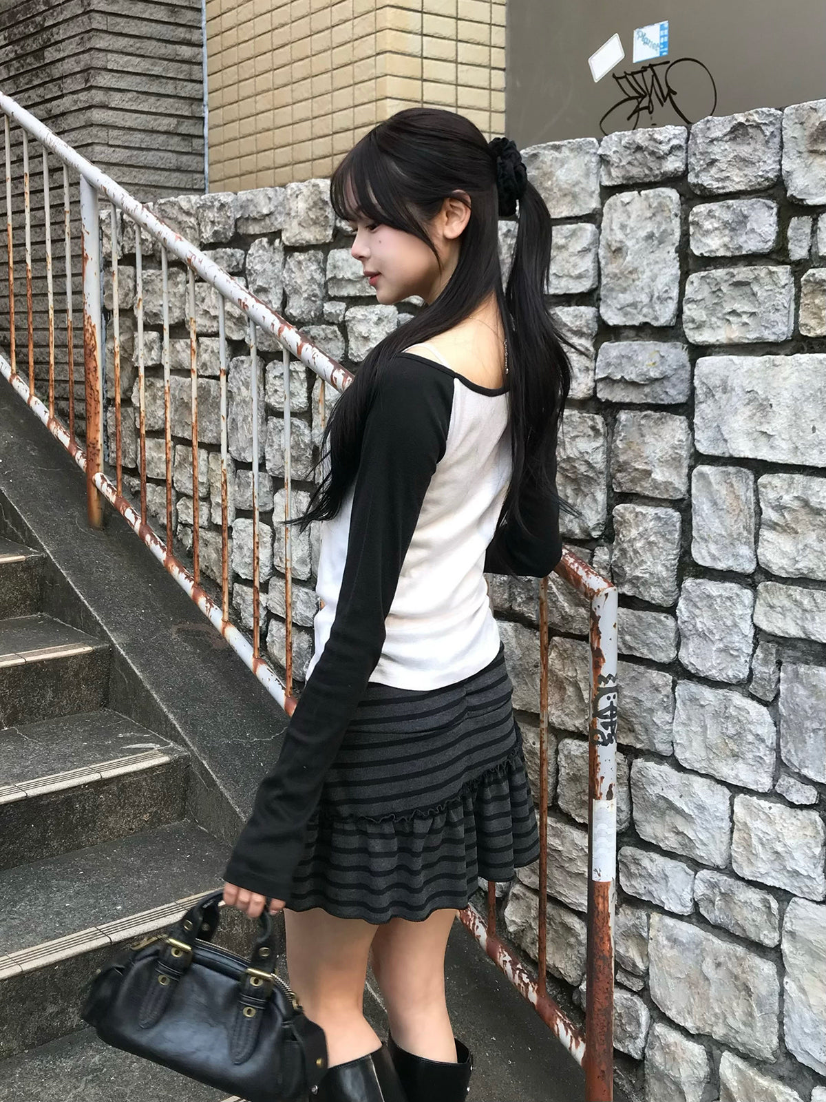 ボーダーミニスカート　stripe mini skirt ドロストボーダーミニスカート – ANDOR ONLINE