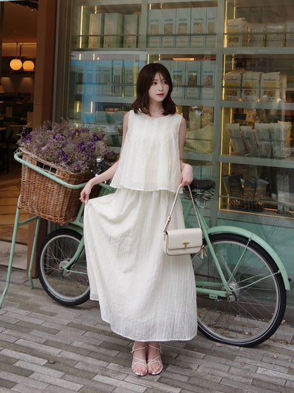ラインストーンドットノースリーブセットアップ