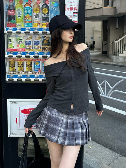 ソフトフリースオフショルカットソー