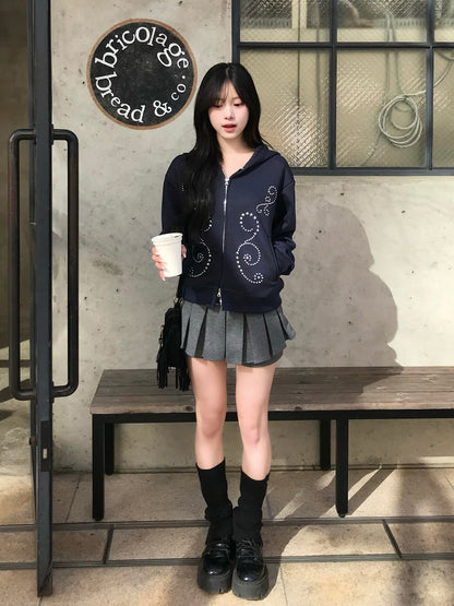 スタッズダブルジップパーカー