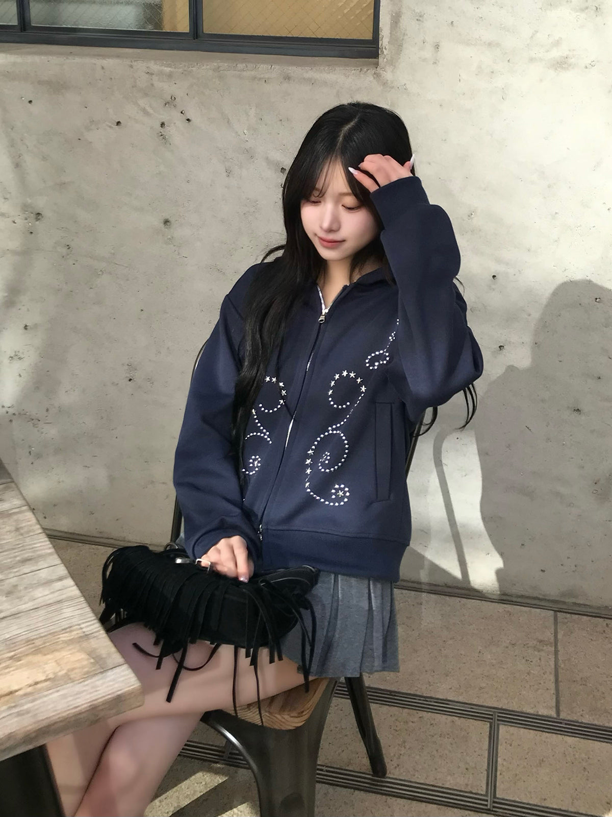 スタッズダブルジップパーカー – ANDOR ONLINE