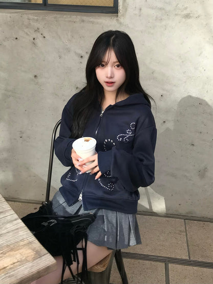 スタッズダブルジップパーカー