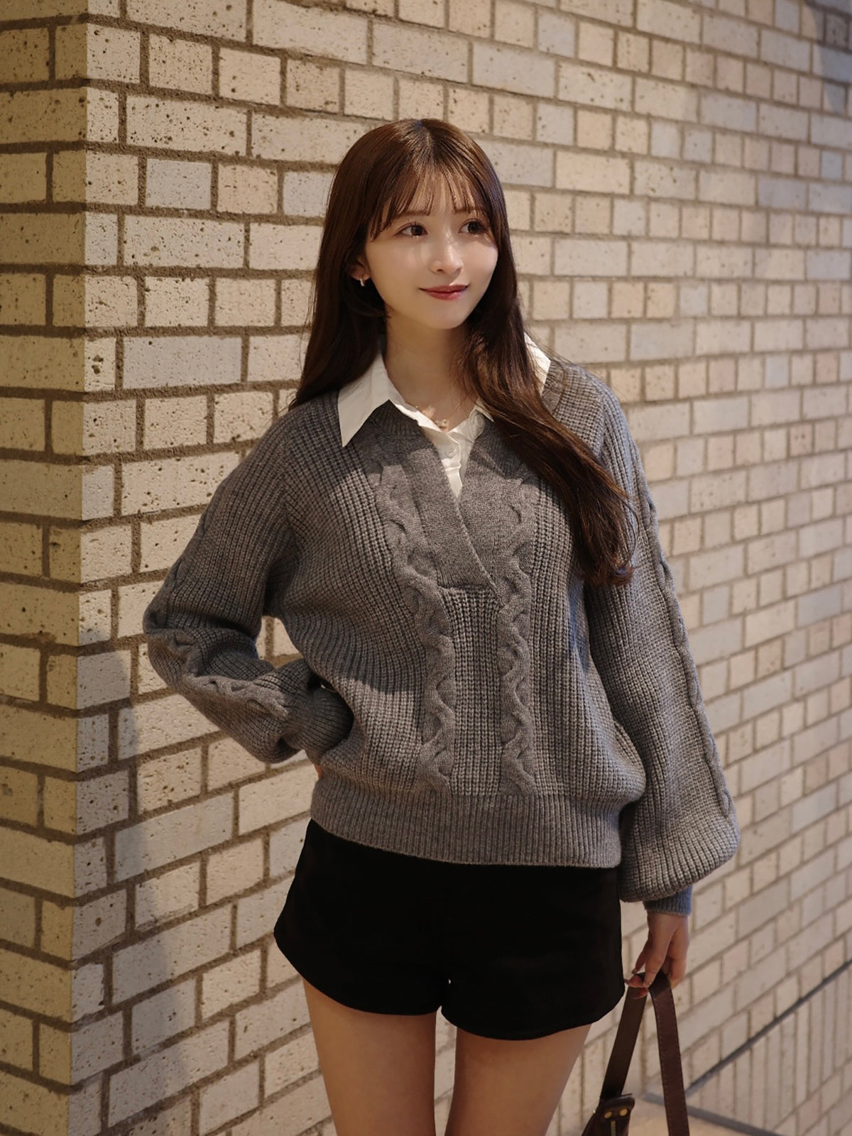 シャツカラードッキングニット