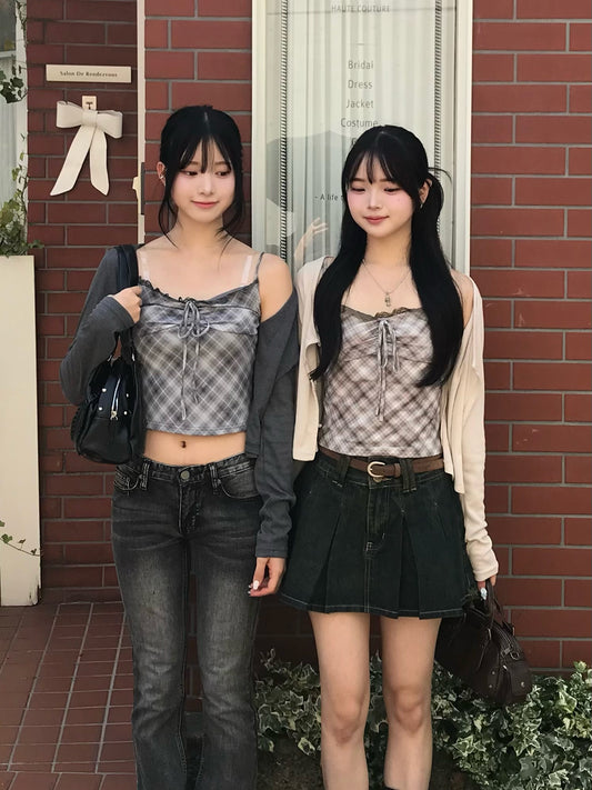 チェックキャミセットカーディガン