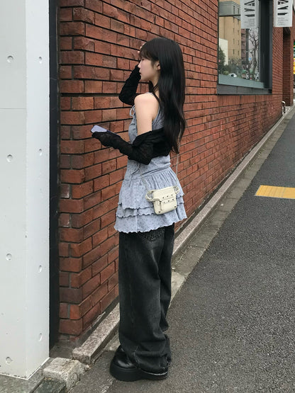 ショルダーリボンティアードキャミワンピース