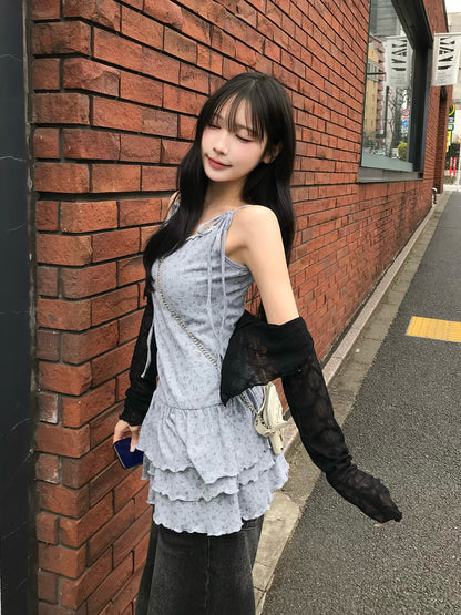 ショルダーリボンティアードキャミワンピース