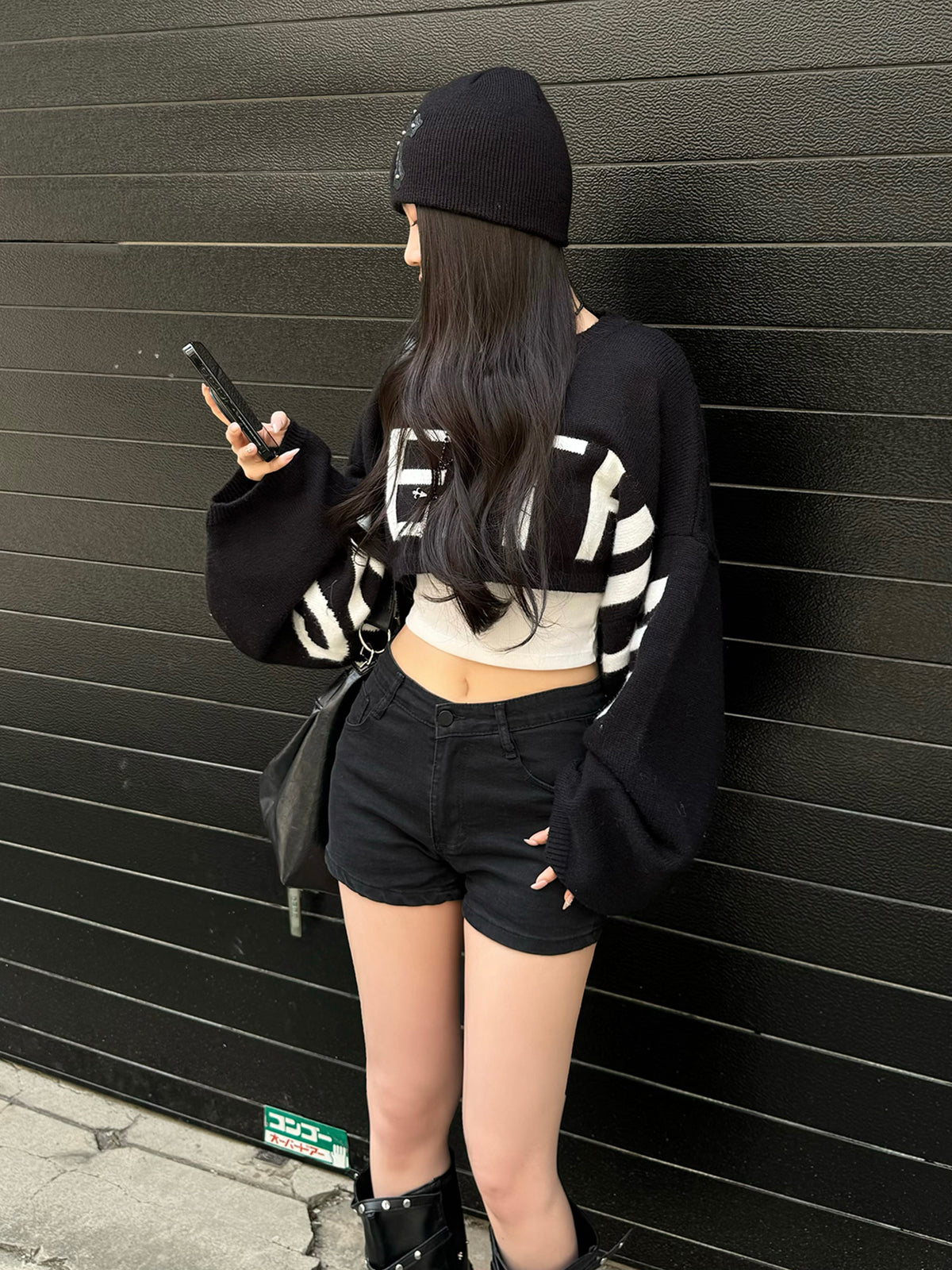 4/9★照片　黑色牛仔短裤