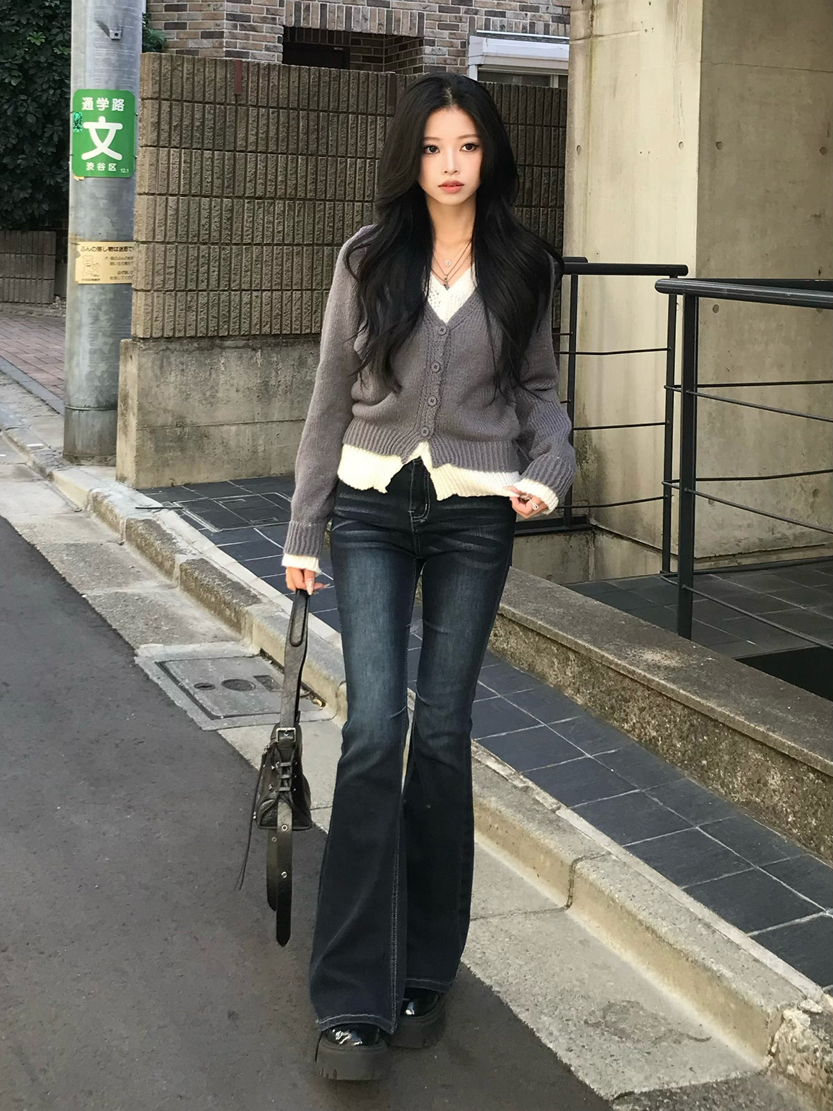 スキニーフレアデニムパンツ