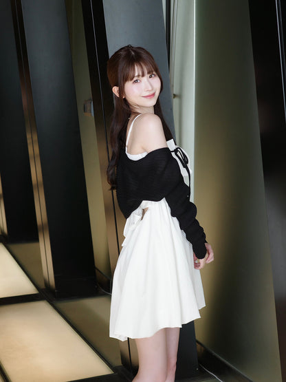 バックリボンバルーンミニワンピース