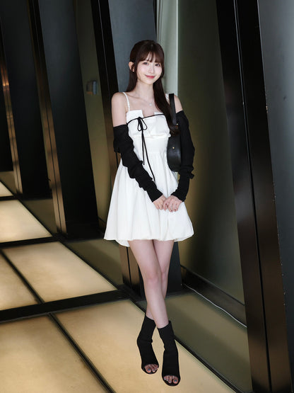 バックリボンバルーンミニワンピース