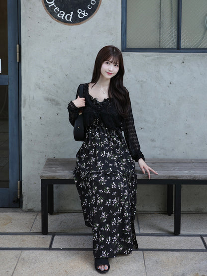 スリットフラワーキャミワンピース