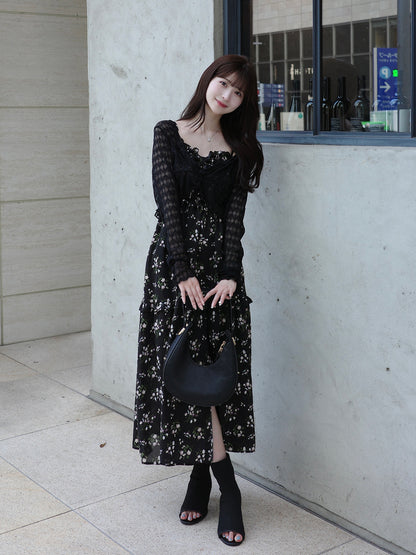 スリットフラワーキャミワンピース