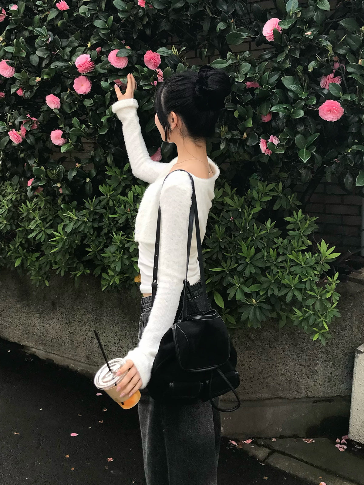 シャギーカーディガンドットキャミセット