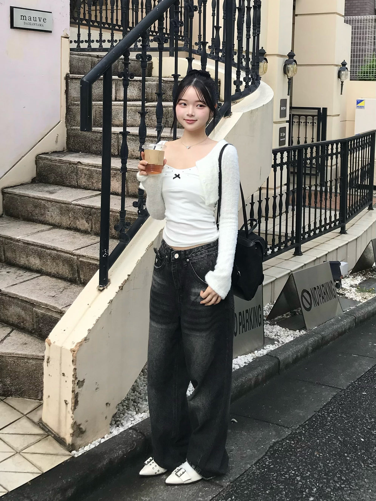 シャギーカーディガンドットキャミセット